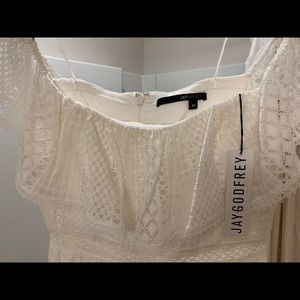 Jay Godfrey off the shoulder lace midi-dress